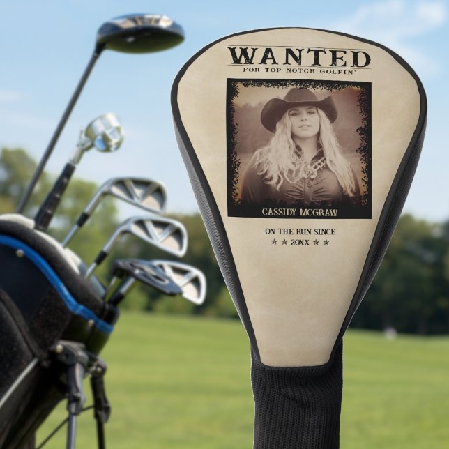 Vintages Foto Gewollt Poster Funny Golf Headcover (Vintage Photo Wanted Poster Funny Golf Head Cover)