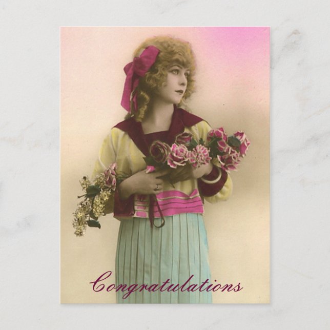 Vintages Foto Glückwunsch Postkarte (Vorderseite)