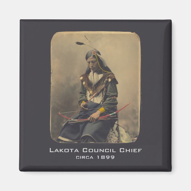 Vintages Foto Indianerpräsident Lakota Magnet (Vorne)