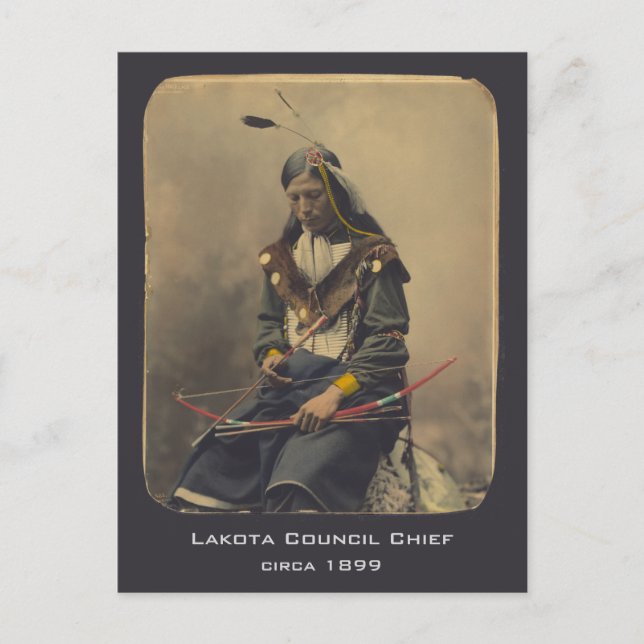 Vintages Foto Indianerpräsident Lakota Postkarte (Vorderseite)