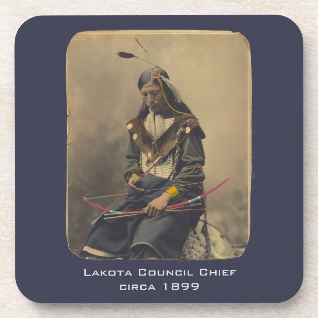 Vintages Foto Indianerpräsident Lakota Untersetzer (Vorderseite)