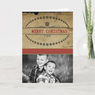 Vintages Foto kardiert Weihnachtskarte Feiertagskarte