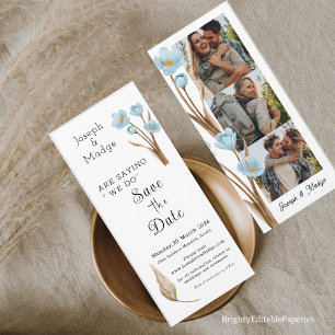 Vintages Foto mit blauer Blume Save the Date Einladung