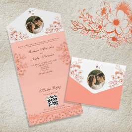 Vintages Foto Monogram Wedding All In One Einladung