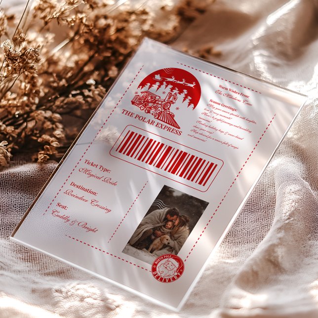 Vintages Foto Polar Express Weihnachtskarte Acryleinladungen (Von Creator hochgeladen)