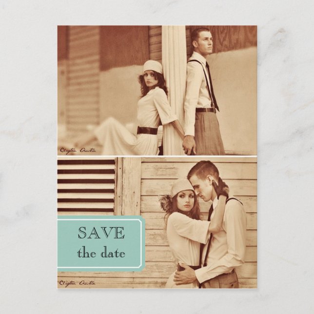 Vintages Foto Save the Date Postkarte (Vorderseite)