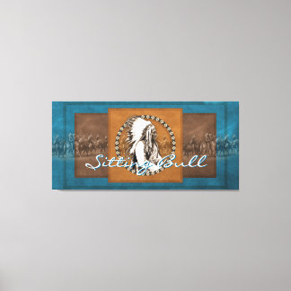 Vintages Foto sitzend Bull Wrapped Canvas Leinwanddruck