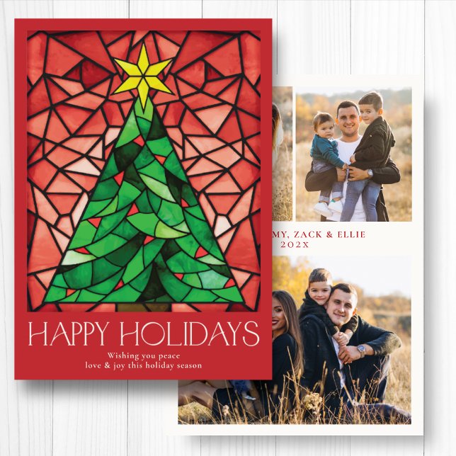 Vintages Foto Tree Star Red Feiertagskarte (Von Creator hochgeladen)