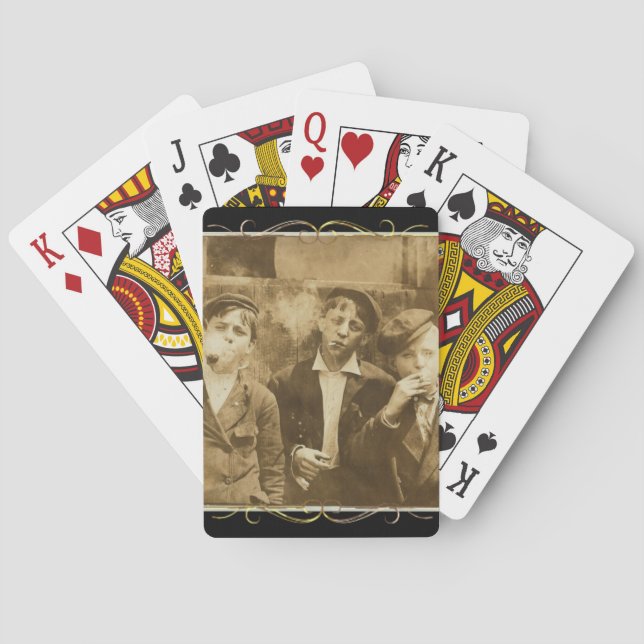Vintages Foto von Zigarren rauchenden Zeitungen Spielkarten (Rückseite)