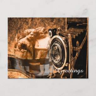 Vintages Foto von zwei Kindern, die Postkarte