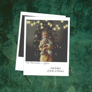 Vintages Foto Weihnachtskarte - Gelbe Leuchten Feiertagskarte