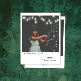 Vintages Foto Weihnachtskarte - Weiße Lichter Feiertagskarte