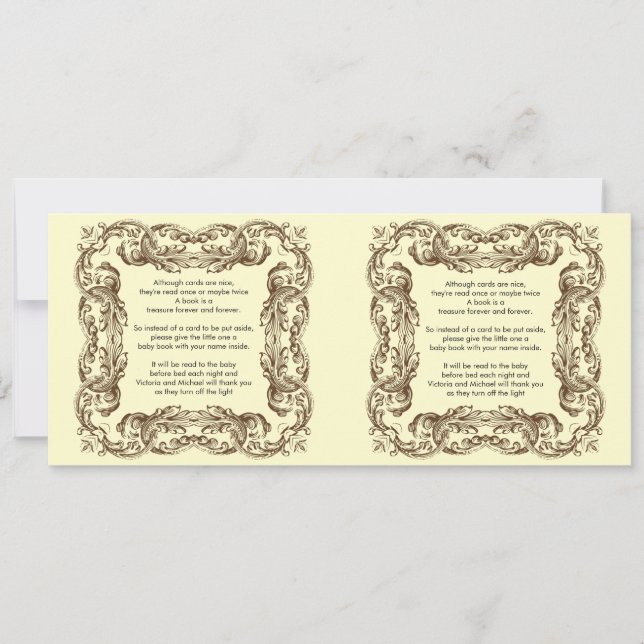 Vintages Frame Baby Book Gedicht Einladung (Vorderseite)