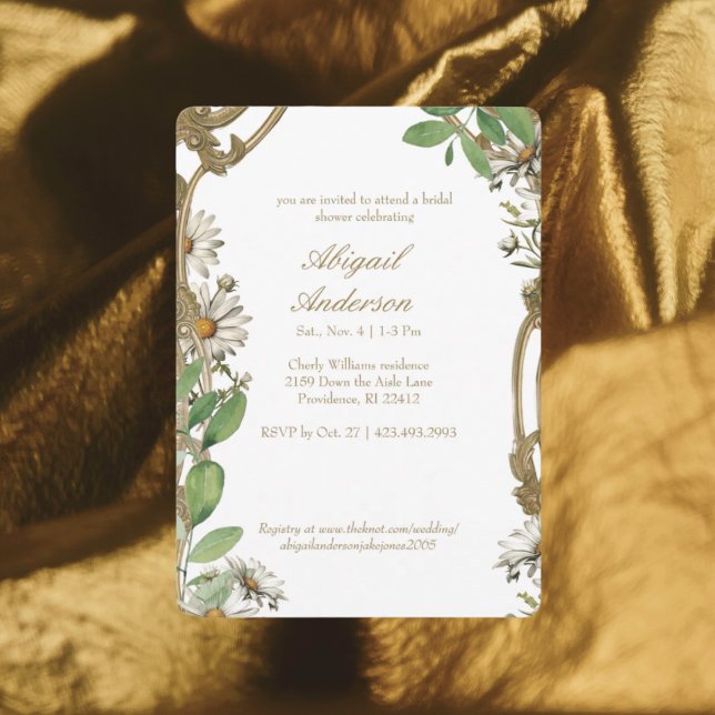 Vintages Frame Daisies Personalisiertes Brautparty Einladung (Von Creator hochgeladen)