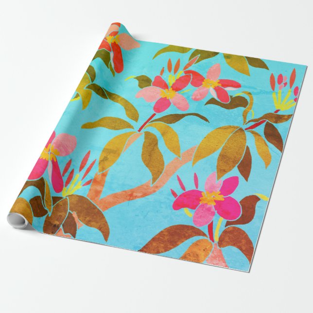 Vintages Frangipani-Wrapping-Papier Geschenkpapier (Ungerollt)