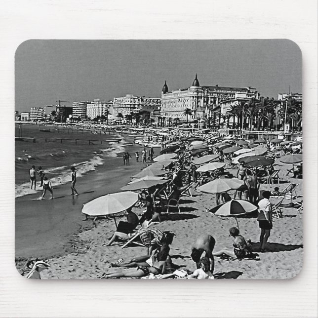 Vintages Frankreich Cannes Strand Mousepad (Vorne)
