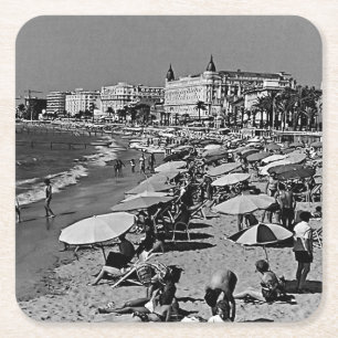 Vintages Frankreich Cannes Strand Rechteckiger Pappuntersetzer