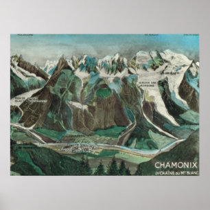 Vintages Frankreich, Chamonix der Montblanc, Poster