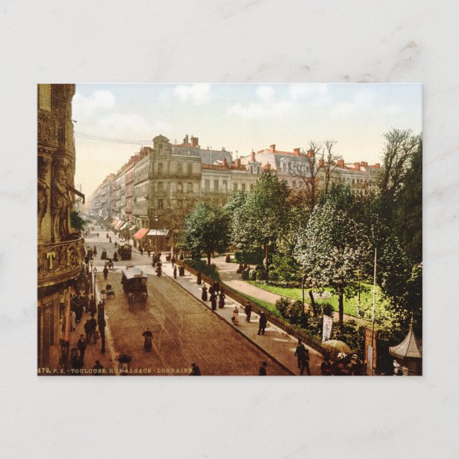 Vintages Frankreich, Elsass-Lothringen Straße, Tou Postkarte (Vorderseite)