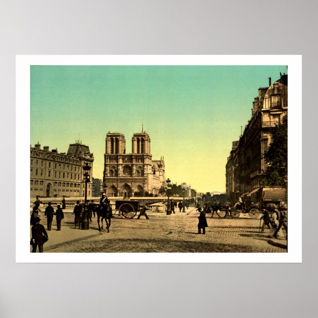 Vintages Frankreich, Kathedrale Notre Dame, Paris Poster (Vorne)