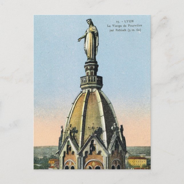 Vintages Frankreich, Lyon, Jungfrau Fourviere Postkarte (Vorderseite)