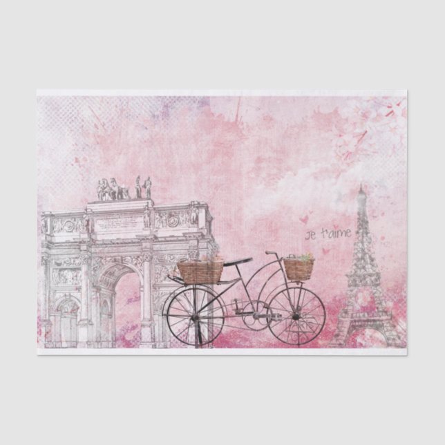 Vintages Frankreich Paris Seidenpapier (Vorderseite)