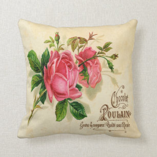 Vintages Franzoseaufkleber Quadratthrow-Kissen Kissen
