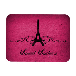 Vintages Französisch Geblüht Sweet 16 Magnet, Rosa Magnet