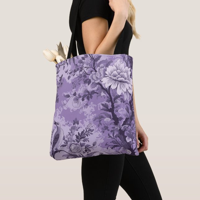 Vintages Französisch Lila Toile Fleurie Tasche (Von Nahem)