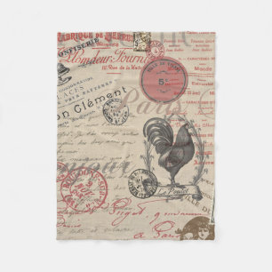 Vintages Französisch Schreiben Paris Rooster-Typog Fleecedecke