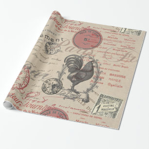 Vintages Französisch Schreiben Paris Rooster-Typog Geschenkpapier