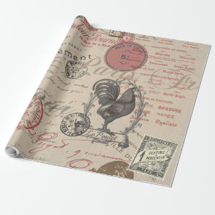 Vintages Französisch Schreiben Paris Rooster-Typog Geschenkpapier