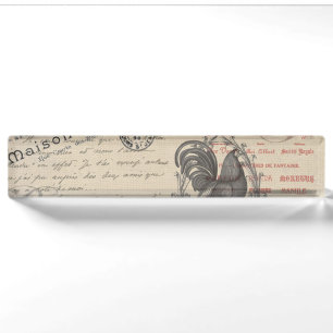 Vintages Französisch Schreiben Paris Rooster-Typog Namensplakette