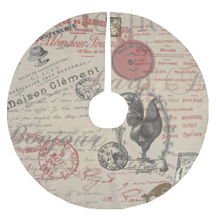 Vintages Französisch Schreiben Paris Rooster-Typog Polyester Weihnachtsbaumdecke