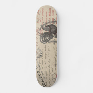 Vintages Französisch Schreiben Paris Rooster-Typog Skateboard