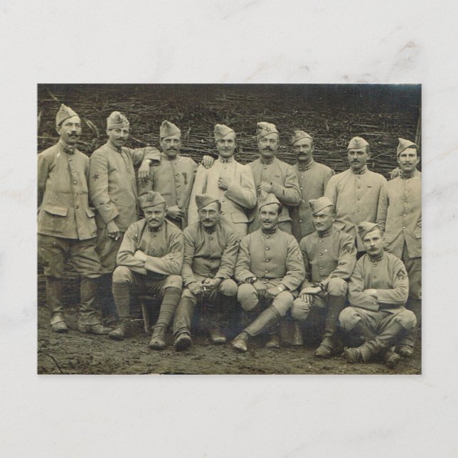 Vintages Französisch, Soldaten Erster Weltkrieg Postkarte (Vorderseite)