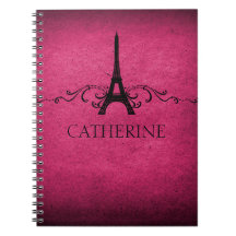 Vintages französisches Blüh-Notebook, rosa
