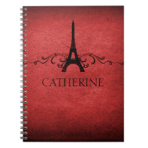 Vintages französisches Blüh-Notebook, rot