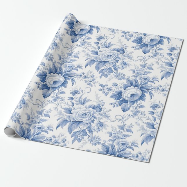 Vintages französisches Blumenschild Geschenkpapier (Ungerollt)