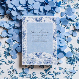 Vintages Französisches Blumentoilblau Dankeskarte