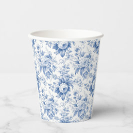 Vintages Französisches Blumentoilblau Pappbecher