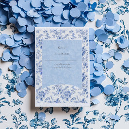 Vintages Französisches Blumentoilblau RSVP Karte