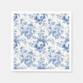 Vintages Französisches Blumentoilblau Serviette