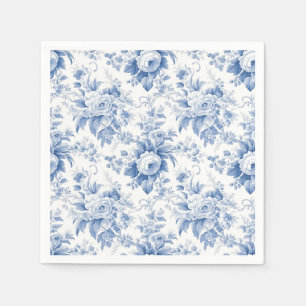 Vintages Französisches Blumentoilblau Serviette