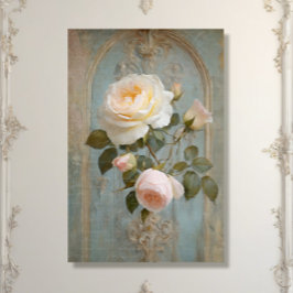 Vintages französisches Chateau Blue Pink Blumendek Seidenpapier