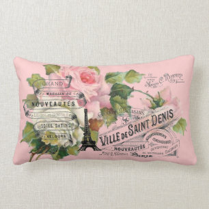 Vintages französisches Collagethrow-Kissen Lendenkissen