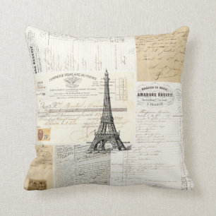 Vintages französisches Eintagsfliege-Kissen Paris Kissen