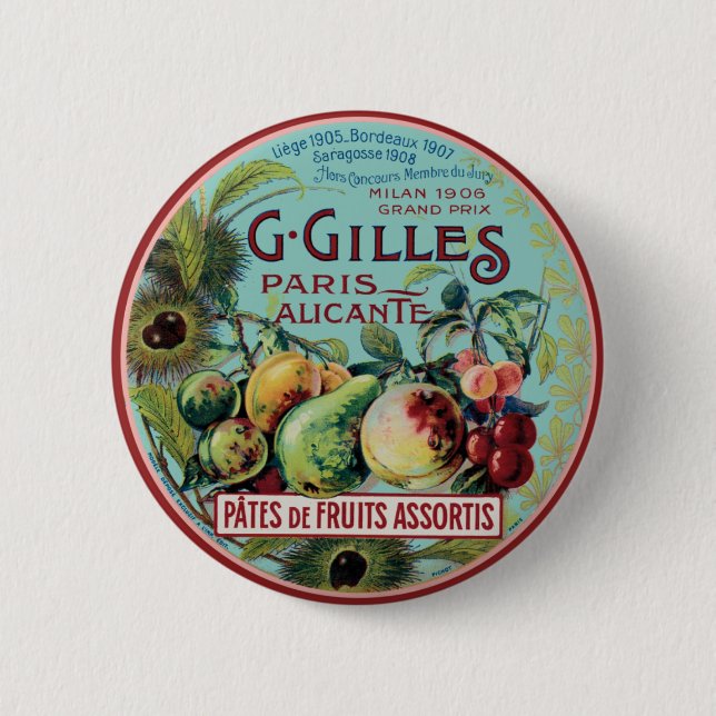 Vintages französisches Fruchtlabel Button (Vorderseite)