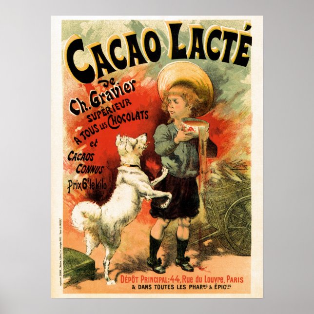 Vintages französisches heißes Schokoladengetränk Poster (Vorne)