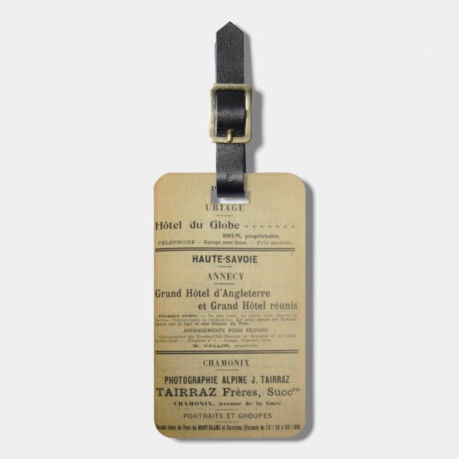 Vintages französisches Hotel Gepäckträger Tag Gepäckanhänger (Vorderseite vertikal)